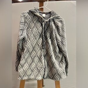 Stan Herman Grey Plush Hooded Jacket Women’s Size L